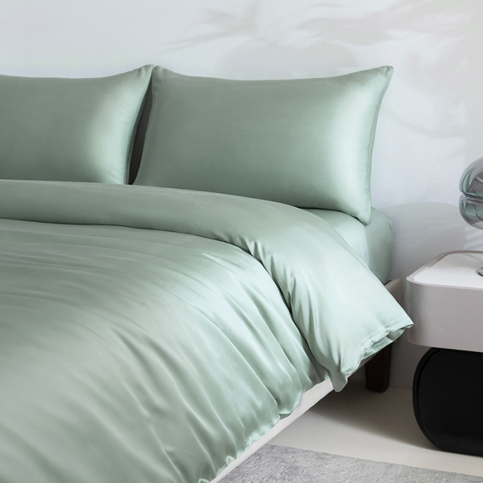 91家纺网 家纺一手货源 找家纺 轩和 2025新款50支兰精天丝四件套 奥地利进口春熙绿