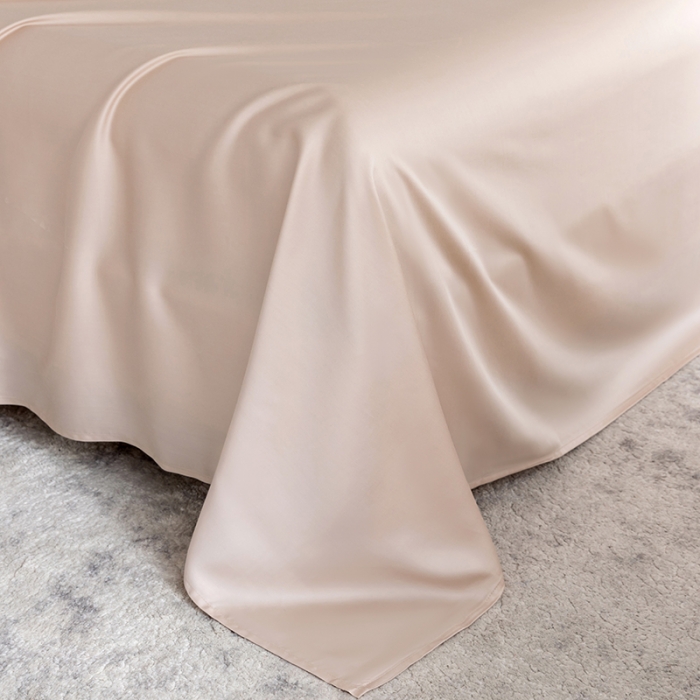 91家纺网 家纺一手货源 找家纺 轩和新款50支纯色天丝四件套单品被套床单床笠枕套系列 拿铁咖+铂光金