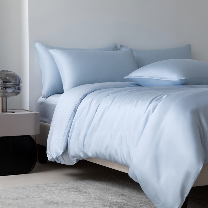 91家纺网 家纺一手货源 找家纺 轩和 2025新款50支兰精天丝四件套 奥地利进口夏日蓝