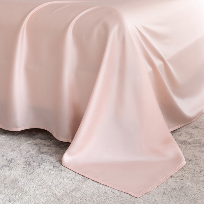 91家纺网 家纺一手货源 找家纺 轩和新款50支纯色天丝四件套单品被套床单床笠枕套系列 夏日蓝+告白粉