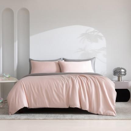 91家纺网 家纺一手货源 找家纺 轩和新款50支纯色天丝四件套单品被套床单床笠枕套系列 告白粉+伯爵灰