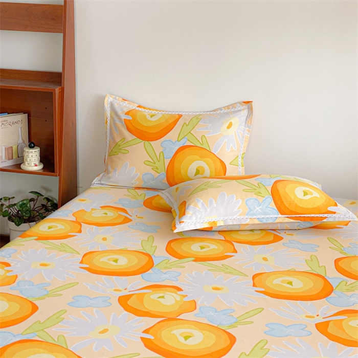 91家纺网 家纺一手货源 找家纺 萌宝新款老粗布新款纯棉细纱三枚缎卡帆布花边款软凉席床单101#好柿发生