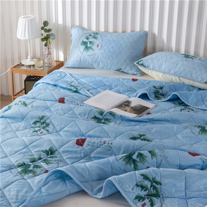 91家纺网 家纺一手货源 找家纺 亚龙 2023新款功能性微电能艾草驱蚊被 艾草-蓝