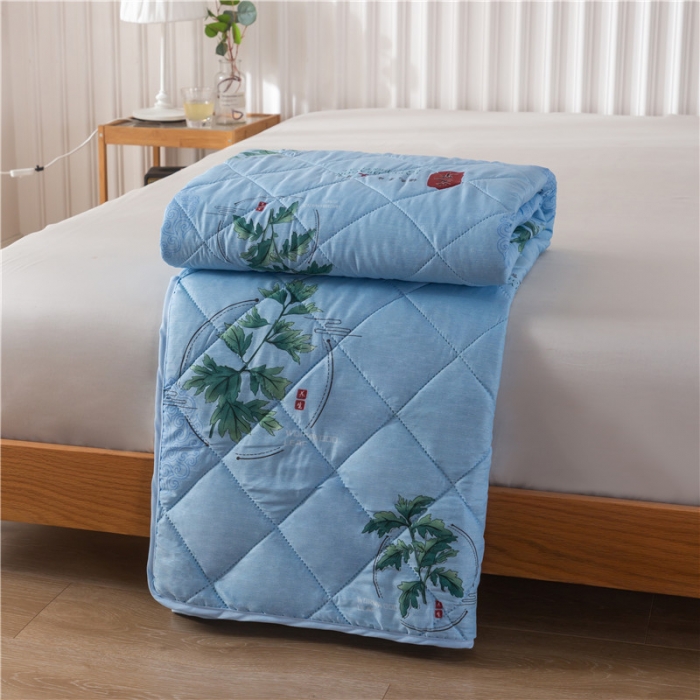 91家纺网 家纺一手货源 找家纺 亚龙 2023新款功能性微电能艾草驱蚊被 艾草-蓝