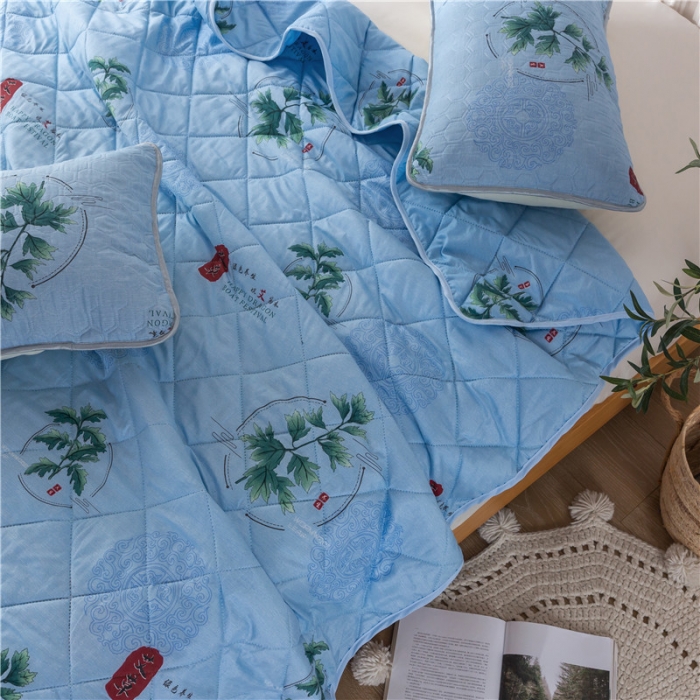 91家纺网 家纺一手货源 找家纺 亚龙 2023新款功能性微电能艾草驱蚊被 艾草-蓝