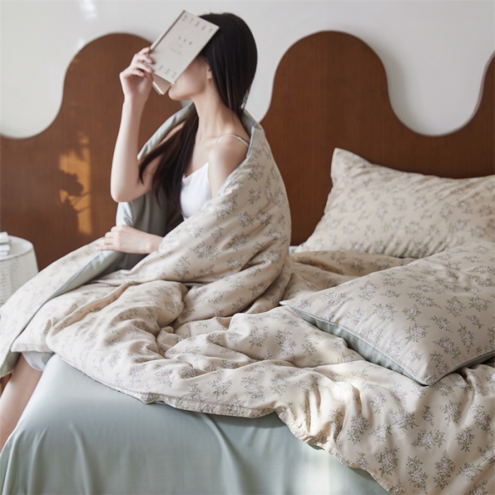 91家纺网 家纺一手货源 找家纺 时年 2023新款天丝印花系列四件套-第 一期 柠染-粉