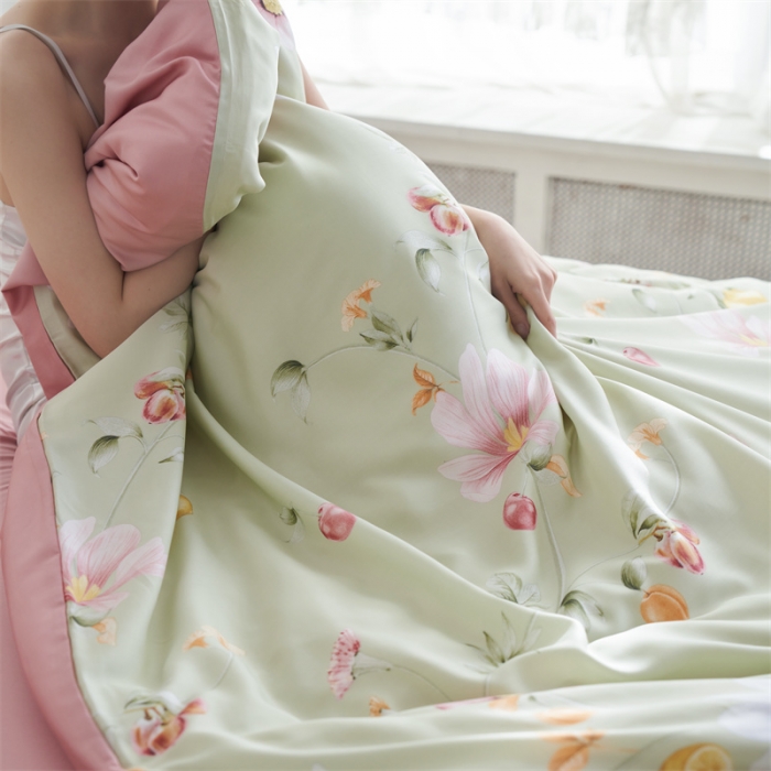 91家纺网 家纺一手货源 找家纺 时年 2023新款天丝印花系列四件套-第三期 浅语初开-绿