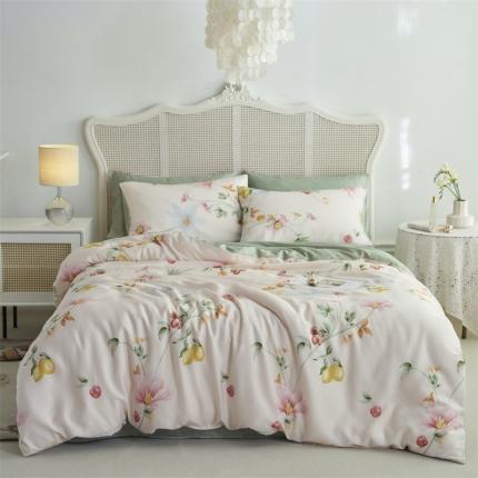 时年 2023新款天丝印花系列四件套-第三期 浅语初开-米