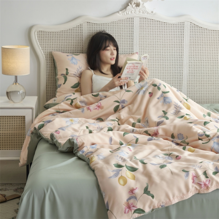 91家纺网 家纺一手货源 找家纺 时年 2023新款天丝印花系列四件套-第三期 素叶之恋