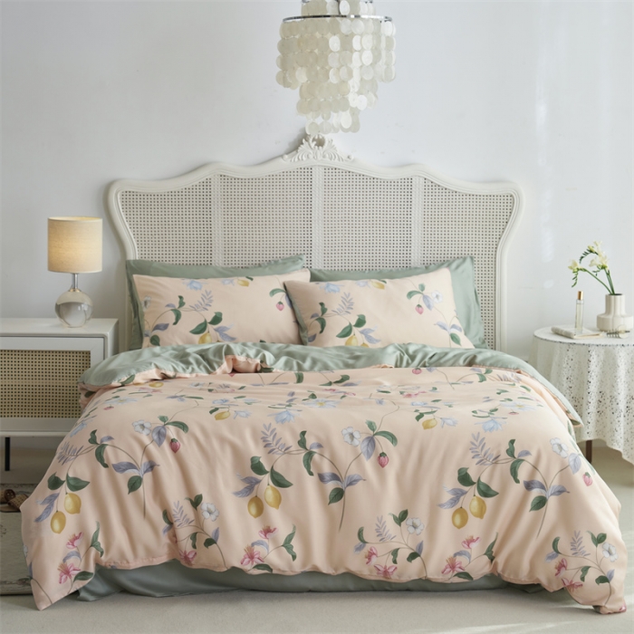 91家纺网 家纺一手货源 找家纺 时年 2023新款天丝印花系列四件套-第三期 素叶之恋