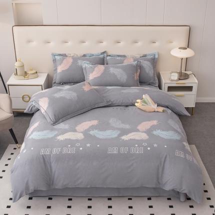 91家纺网 家纺一手货源 找家纺 喜四方 2024新款全棉磨毛全棉印花四件套