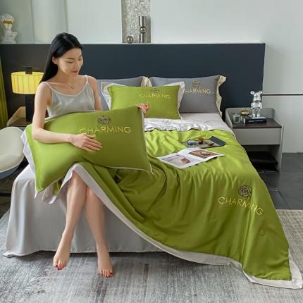 91家纺网 家纺一手货源 找家纺 （总）佰亿莱 2024新款水洗天丝刺绣款夏被四件套山茶花系列