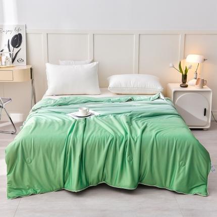 壹张床 新款纯色针织棉数码渐变夏被夏凉被空调被被子被芯 渐变 果绿