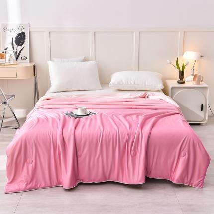 壹张床 新款纯色针织棉数码渐变夏被夏凉被空调被被子被芯 渐变 桃粉