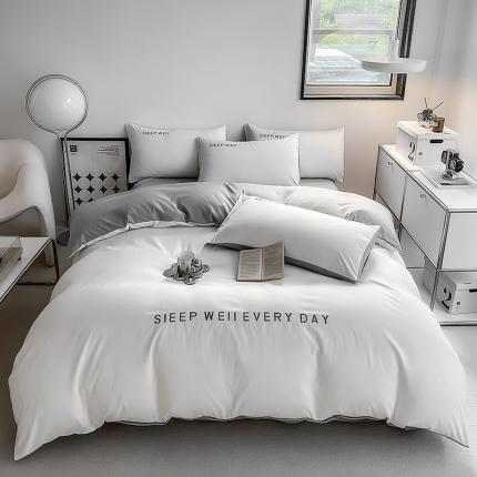 91家纺网 家纺一手货源 找家纺 （总）啊雅 2025新款双拼绣花四季款磨毛四件套