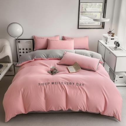 91家纺网 家纺一手货源 找家纺 （总）啊雅 2025新款双拼绣花四季款磨毛四件套