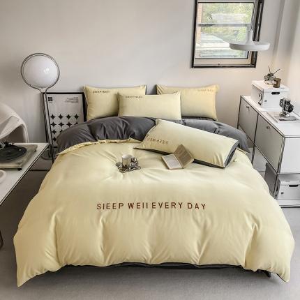 91家纺网 家纺一手货源 找家纺 （总）啊雅 2025新款双拼绣花四季款磨毛四件套