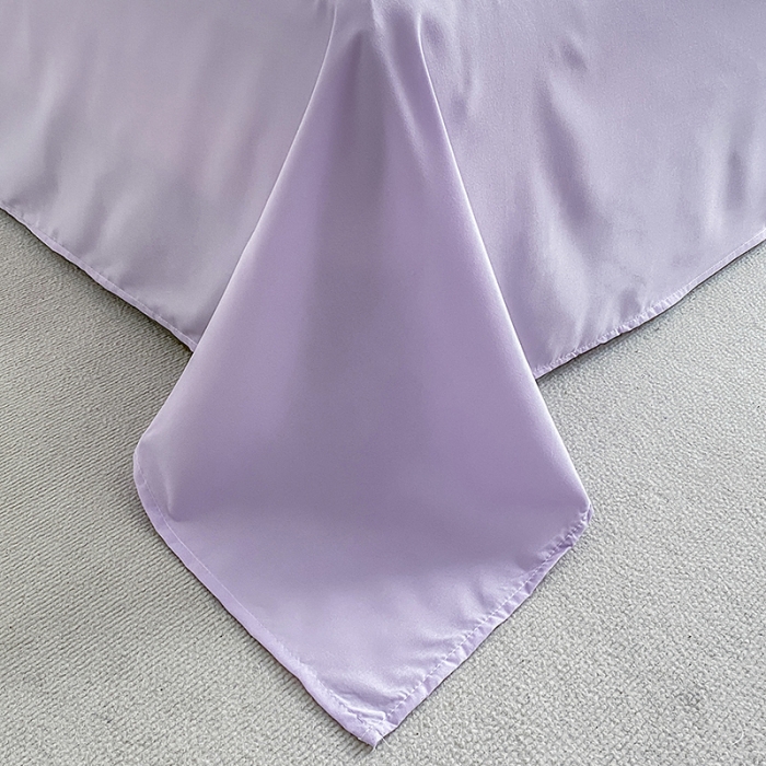 91家纺网 家纺一手货源 找家纺 啊雅 2025新款双拼绣花四季款磨毛四件套 奶紫