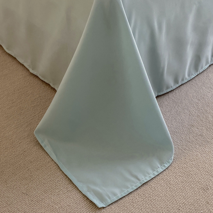 91家纺网 家纺一手货源 找家纺 啊雅 2025新款双拼绣花四季款磨毛四件套 奶石兰加奶星蓝