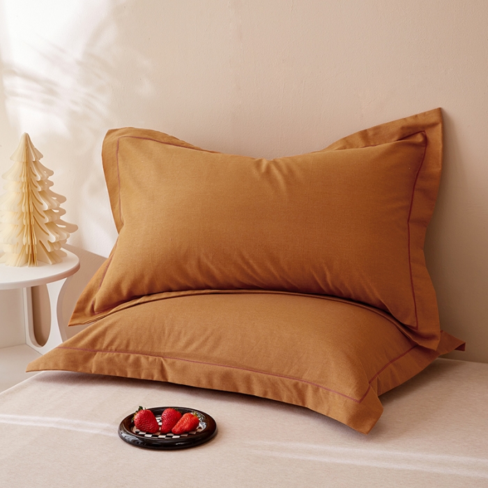 91家纺网 家纺一手货源 找家纺 丰淘 2023新款全棉磨毛枕套 全棉磨毛橙黄