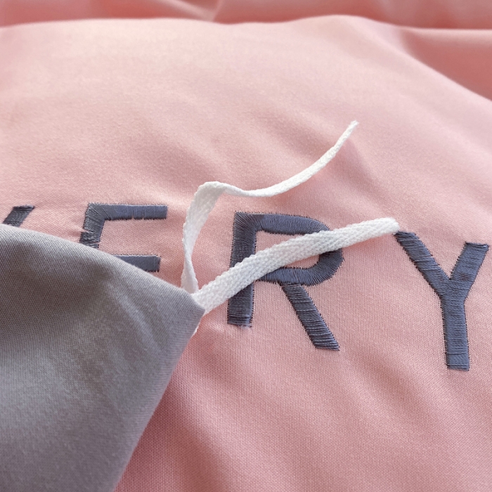 91家纺网 家纺一手货源 找家纺 啊雅 2025新款双拼绣花四季款磨毛四件套 奶粉加奶浅灰