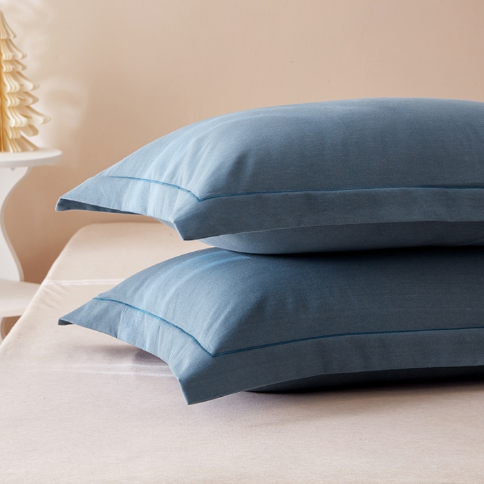 91家纺网 家纺一手货源 找家纺 丰淘 2023新款全棉磨毛枕套 全棉磨毛高级蓝