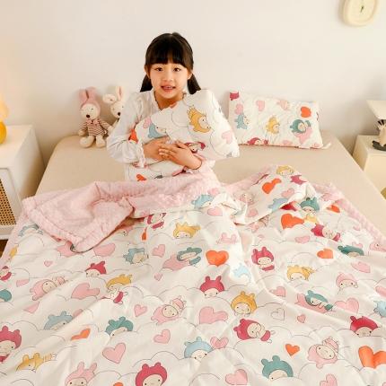 91家纺网 家纺一手货源 找家纺 （总）十九色 2025新款全棉冰豆豆宽边冰感儿童夏被