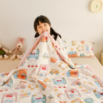 91家纺网 家纺一手货源 找家纺 （总）十九色 2025新款全棉冰豆豆宽边冰感儿童夏被