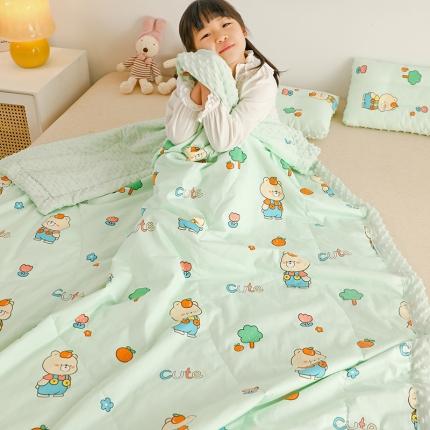 91家纺网 家纺一手货源 找家纺 （总）十九色 2025新款全棉冰豆豆宽边冰感儿童夏被