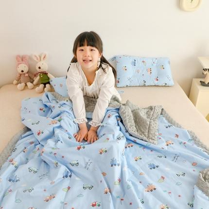 91家纺网 家纺一手货源 找家纺 （总）十九色 2025新款全棉冰豆豆宽边冰感儿童夏被