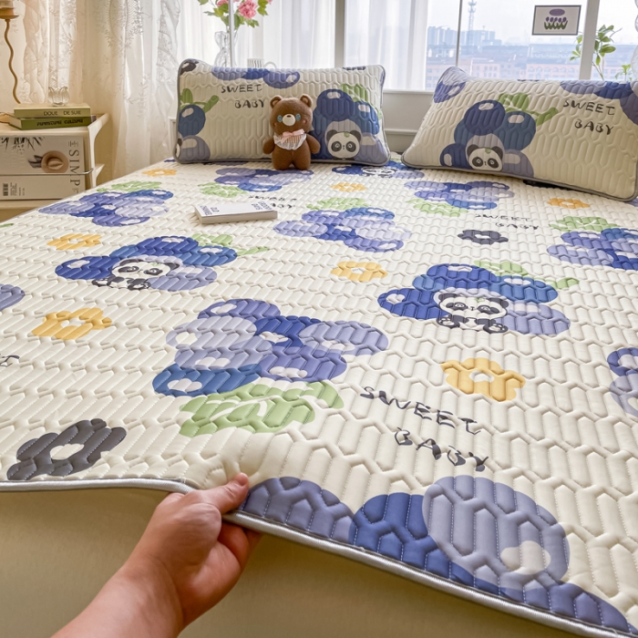 91家纺网 家纺一手货源 找家纺 （总）金爱家 2023新款小清新凉感丝乳胶凉席三件套