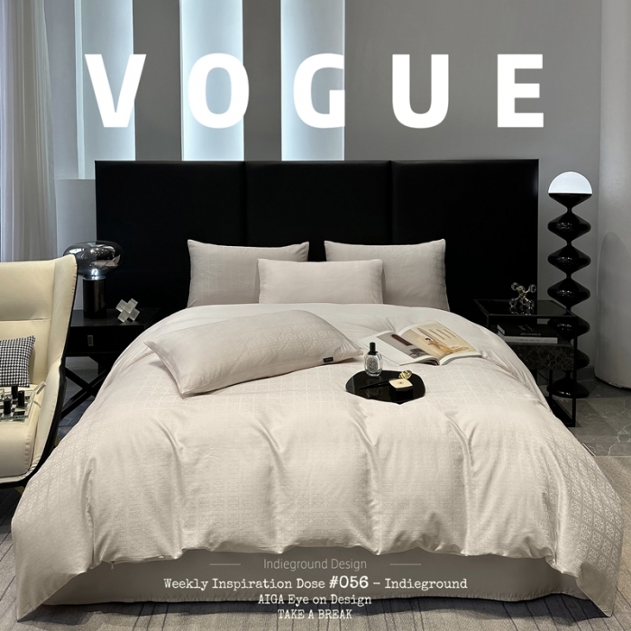 91家纺网 家纺一手货源 找家纺 宅家居 23新款轻奢100支银玺天丝棉CR工艺提花四件套-罗意威雅杏色