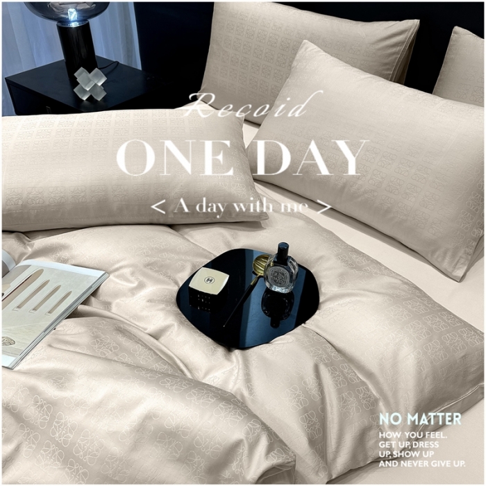 91家纺网 家纺一手货源 找家纺 宅家居 23新款轻奢100支银玺天丝棉CR工艺提花四件套-罗意威雅杏色