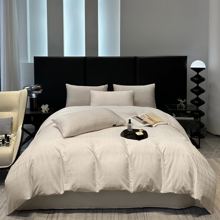 91家纺网 家纺一手货源 找家纺 宅家居 23新款轻奢100支银玺天丝棉CR工艺提花四件套-罗意威雅杏色