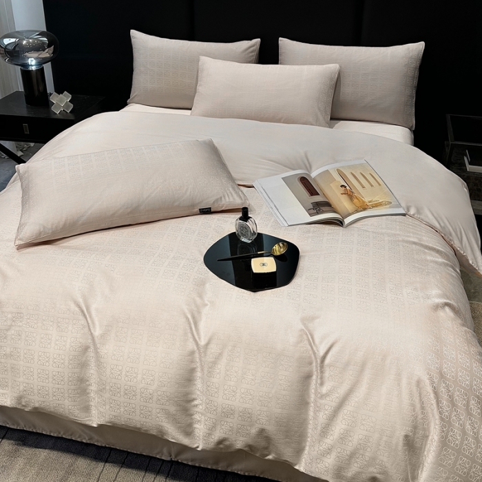 91家纺网 家纺一手货源 找家纺 宅家居 23新款轻奢100支银玺天丝棉CR工艺提花四件套-罗意威雅杏色