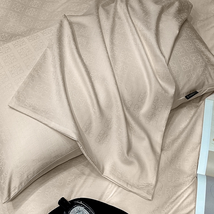 91家纺网 家纺一手货源 找家纺 宅家居 23新款轻奢100支银玺天丝棉CR工艺提花四件套-罗意威雅杏色