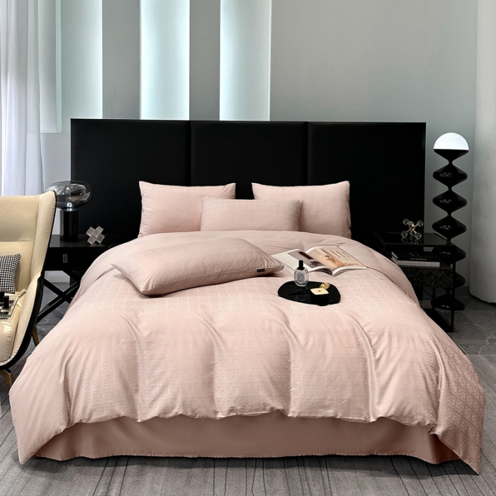 91家纺网 家纺一手货源 找家纺 宅家居 23新款轻奢100支银玺天丝棉CR工艺提花四件套-罗意威可可粉