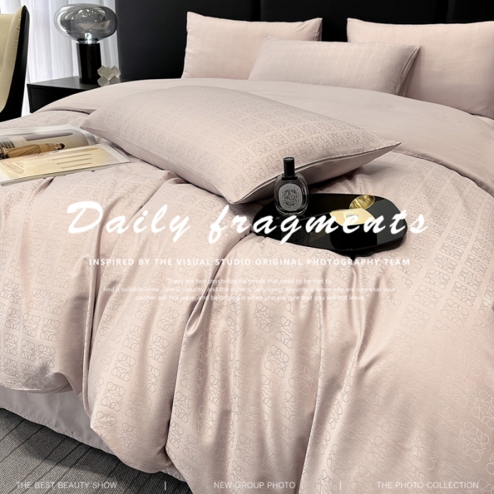 91家纺网 家纺一手货源 找家纺 宅家居 23新款轻奢100支银玺天丝棉CR工艺提花四件套-罗意威可可粉