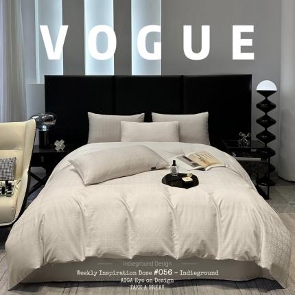 91家纺网 家纺一手货源 找家纺 宅家居 23新款轻奢100支银玺天丝棉CR工艺提花四件套-罗意威雅杏色