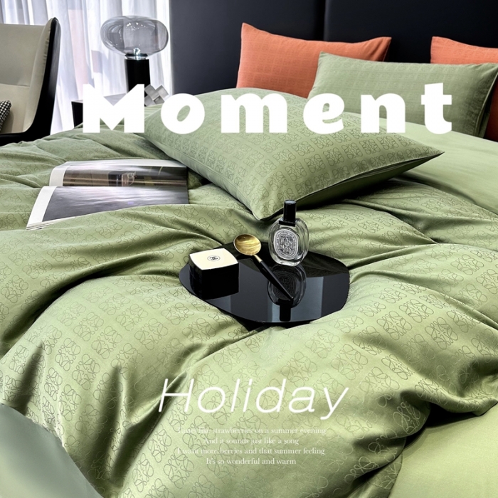 91家纺网 家纺一手货源 找家纺 宅家居 23新款轻奢100支银玺天丝棉CR工艺提花四件套-罗意威橄榄绿