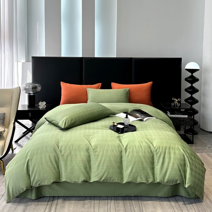 91家纺网 家纺一手货源 找家纺 宅家居 23新款轻奢100支银玺天丝棉CR工艺提花四件套-罗意威橄榄绿