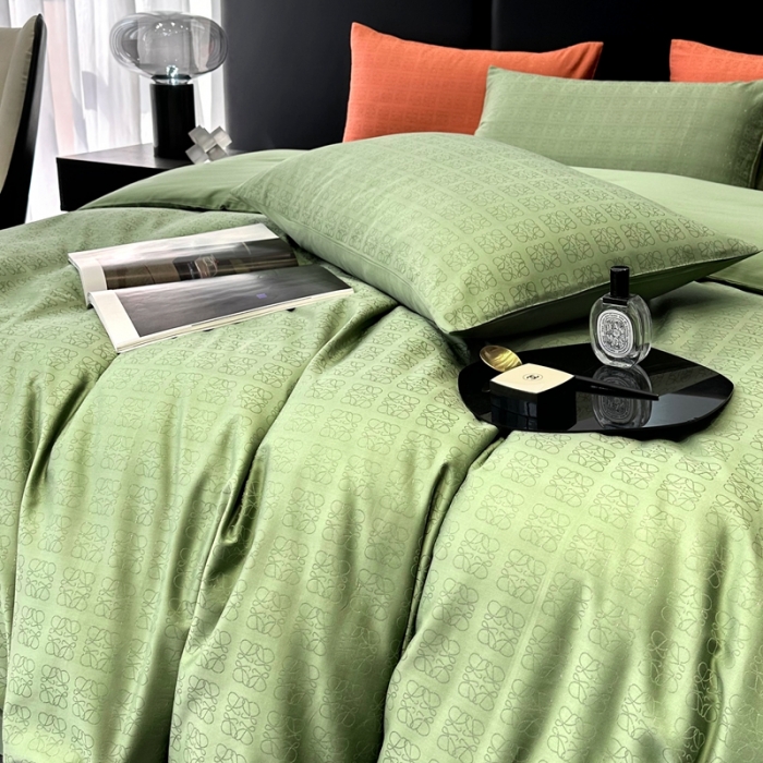 91家纺网 家纺一手货源 找家纺 宅家居 23新款轻奢100支银玺天丝棉CR工艺提花四件套-罗意威橄榄绿