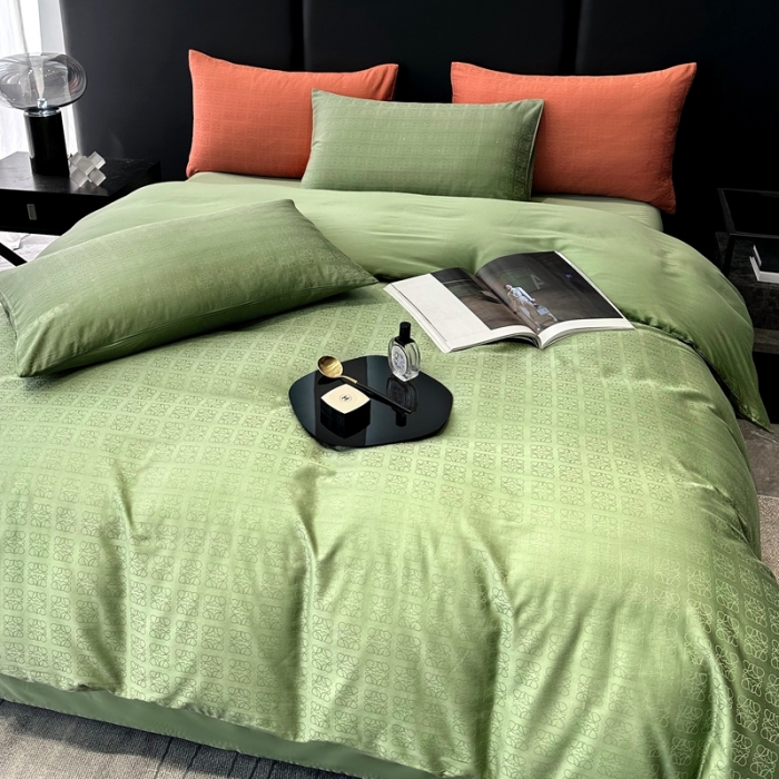 91家纺网 家纺一手货源 找家纺 宅家居 23新款轻奢100支银玺天丝棉CR工艺提花四件套-罗意威橄榄绿