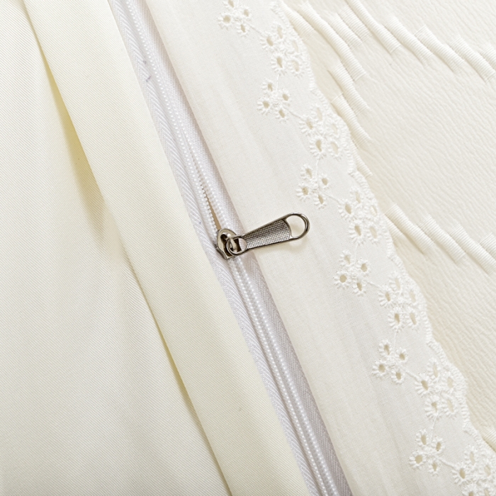 91家纺网 家纺一手货源 找家纺 宅家居 2023新款双层纱菱形格贴布绣花边四件套-罗威系列 罗威-奶白