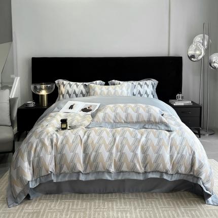 优悦 2023新款水洗真丝轻奢印花款四件套 安格斯-黄