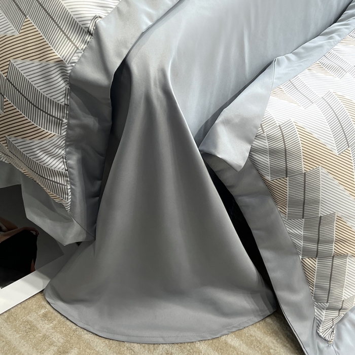 91家纺网 家纺一手货源 找家纺 优悦 2023新款水洗真丝轻奢印花款四件套 安格斯-黄