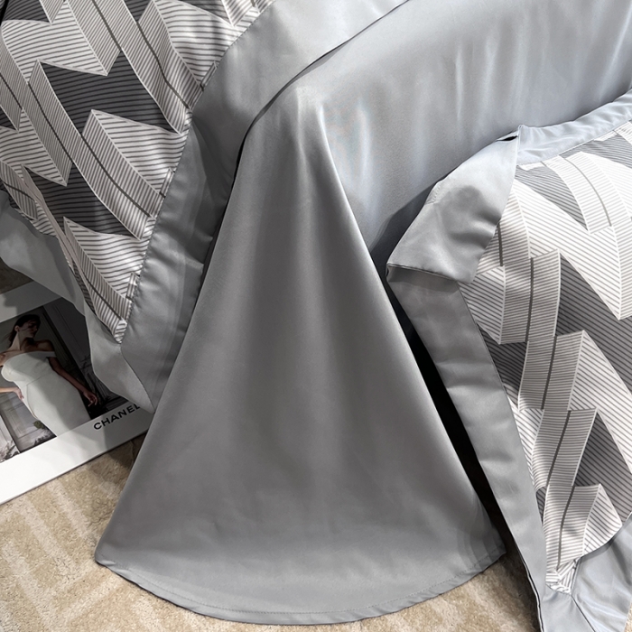 91家纺网 家纺一手货源 找家纺 优悦 2023新款水洗真丝轻奢印花款四件套 安格斯-灰