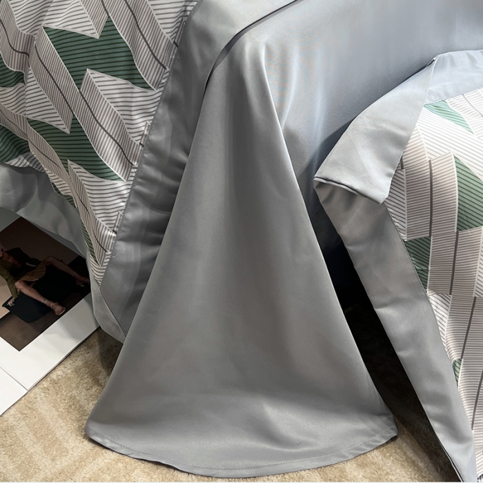 91家纺网 家纺一手货源 找家纺 优悦 2023新款水洗真丝轻奢印花款四件套 安格斯-绿