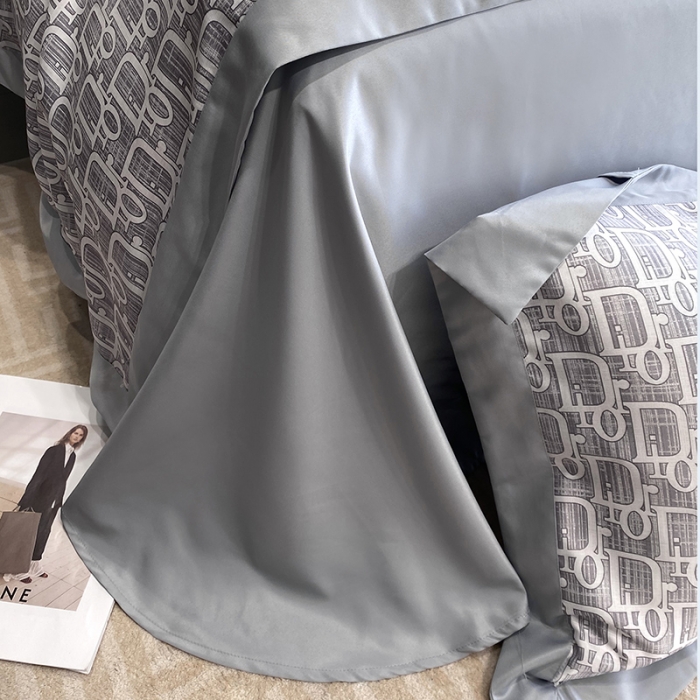 91家纺网 家纺一手货源 找家纺 优悦 2023新款水洗真丝轻奢印花款四件套 迪丽奥-灰