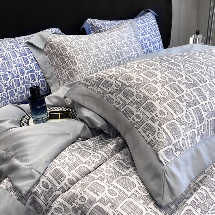 91家纺网 家纺一手货源 找家纺 优悦 2023新款水洗真丝轻奢印花款四件套 迪丽奥-灰